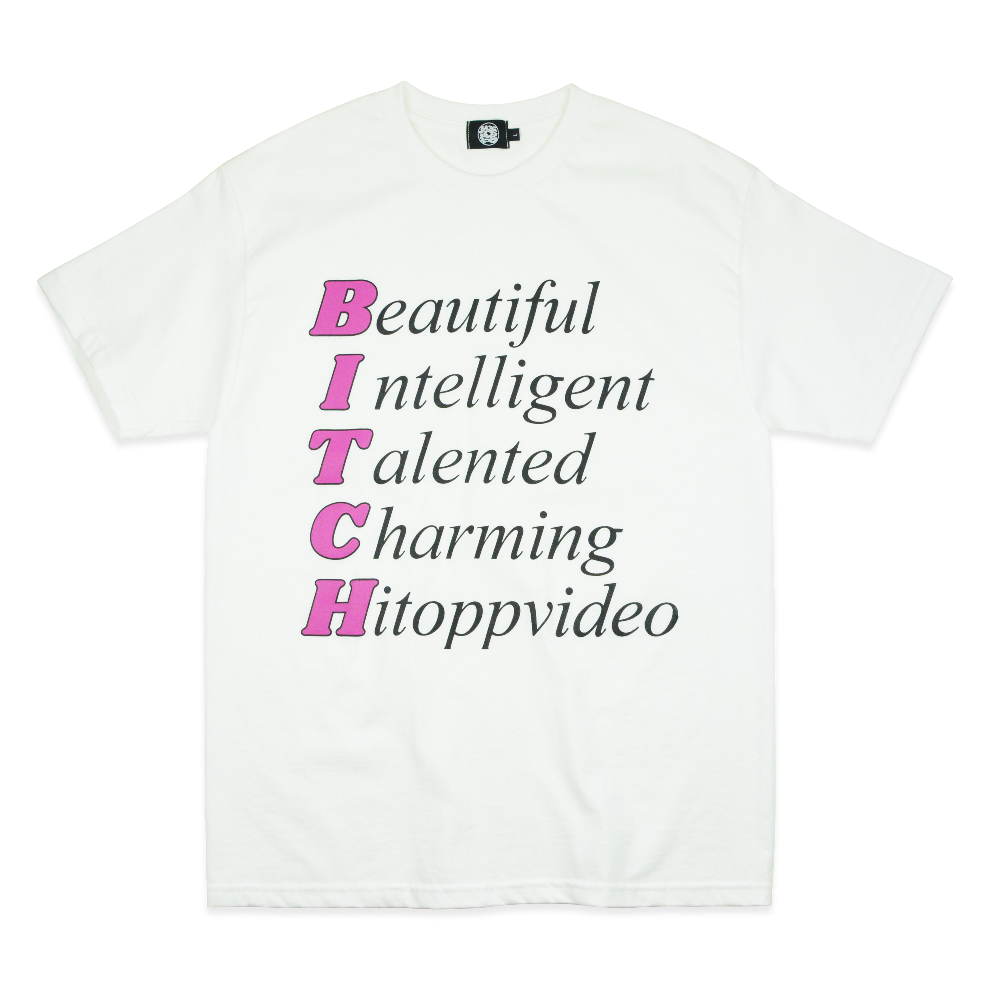 BITCH TEE WHITE/BLACK/MAGENTA